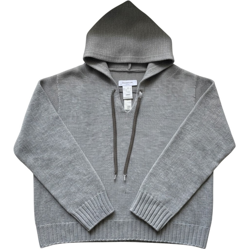 Fabiana Filippi Hoodie Sweater Women M Merino Silk Cashmere Gray Luxury FLAW